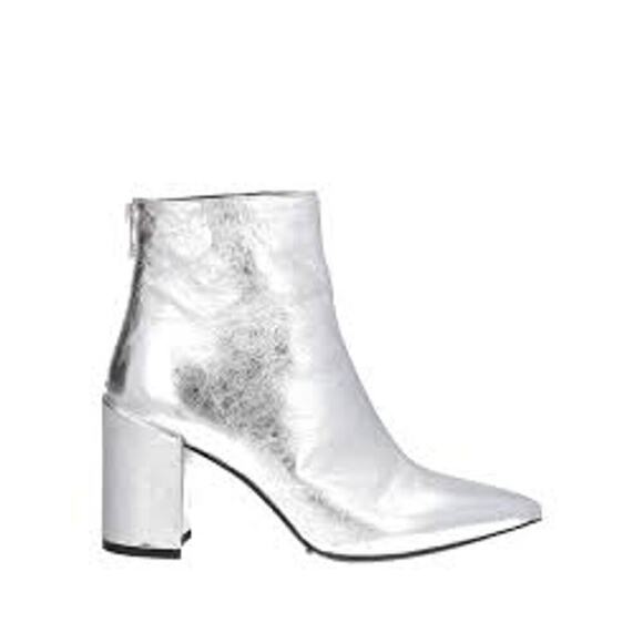 Zadig & Voltaire Glimmer Silver Leather Boots LOVE Graffiti on Heel Size 37 - Picture 1 of 15